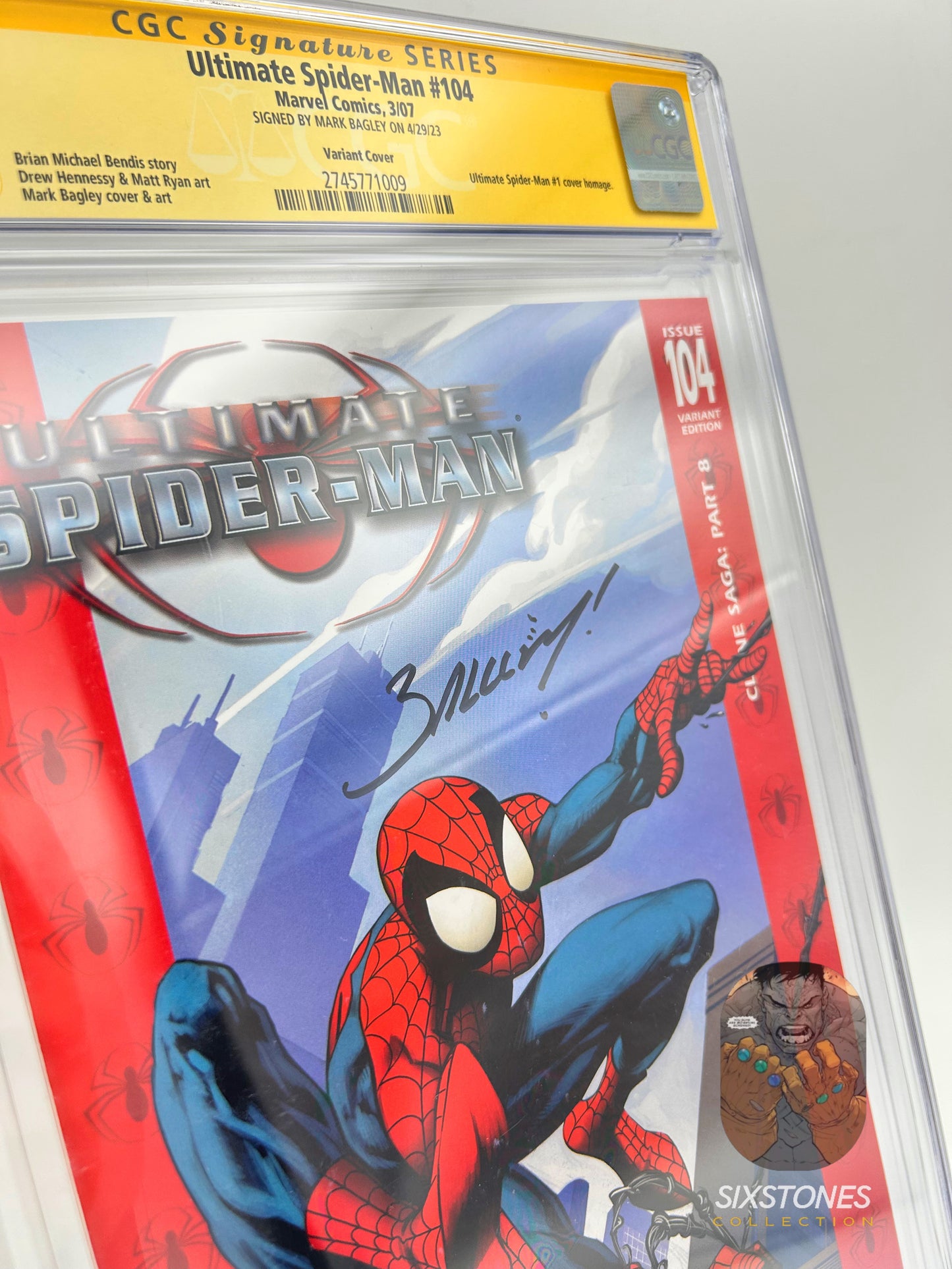 Ultimate Spider-Man - (2007) #104 CGC 9.6 – Signed by Mark Bagley